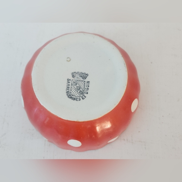 Vintage Sarreguemines & Digoin France Polka Dot Mixing Bowl - 3.75" - Picture 4 of 4